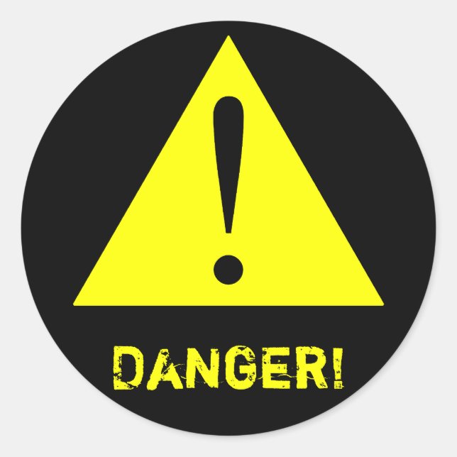 Redonda Pegatina de símbolo de advertencia negro y amarill (Anverso)