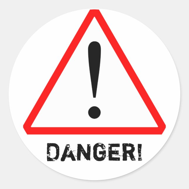 Redonda Pegatina de símbolo de advertencia rojo y negro de (Anverso)