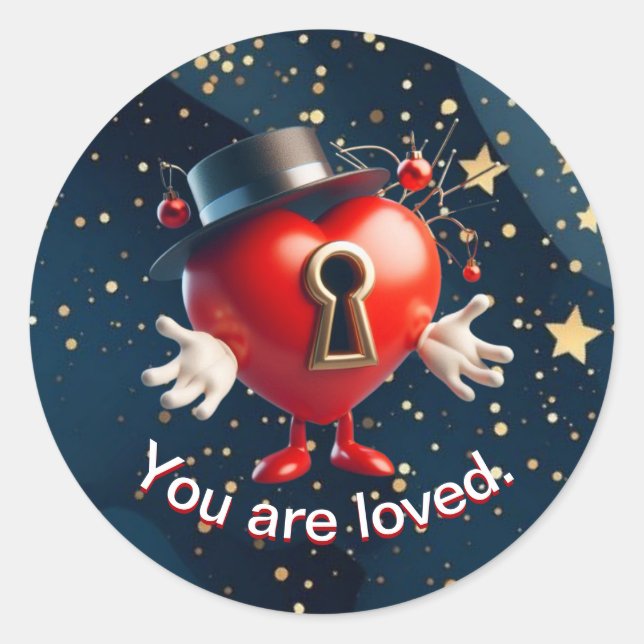 Redonda Pegatina de símbolo de amor (Anverso)