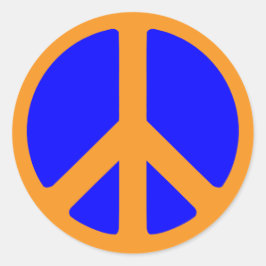 Redonda Pegatina de símbolo de la paz en azul y oro