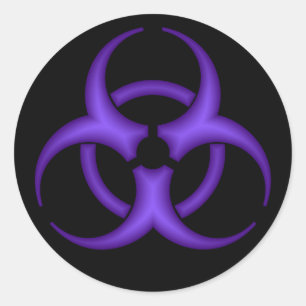 Redonda Pegatina de símbolo de púrpura de Biohazard