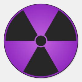 Redonda Pegatina de símbolo de radiación púrpura