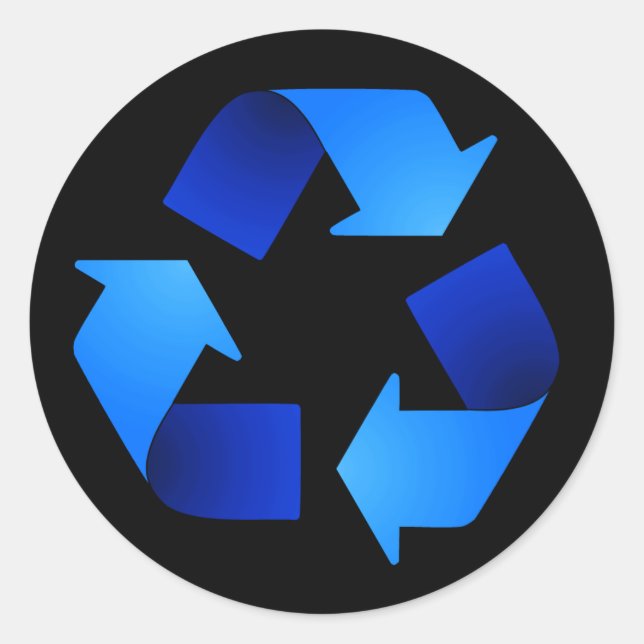 Redonda Pegatina de símbolo de reciclaje azul (Anverso)