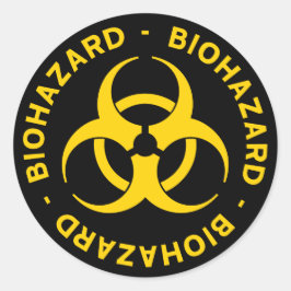 Redonda Pegatina de símbolo de riesgo biológico amarillo