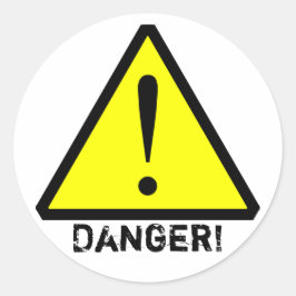 Redonda Pegatina de símbolos de advertencia amarillo y neg
