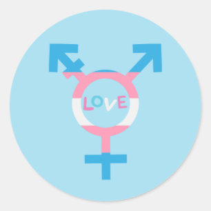 Redonda Pegatina de símbolos de amor trans
