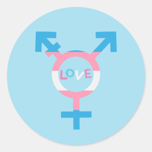 Redonda Pegatina de símbolos de amor trans (Anverso)