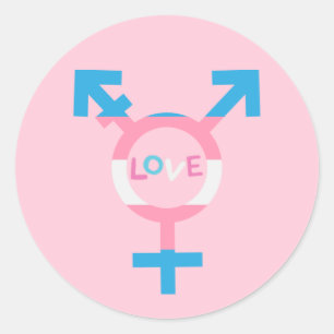 Redonda Pegatina de símbolos de amor trans