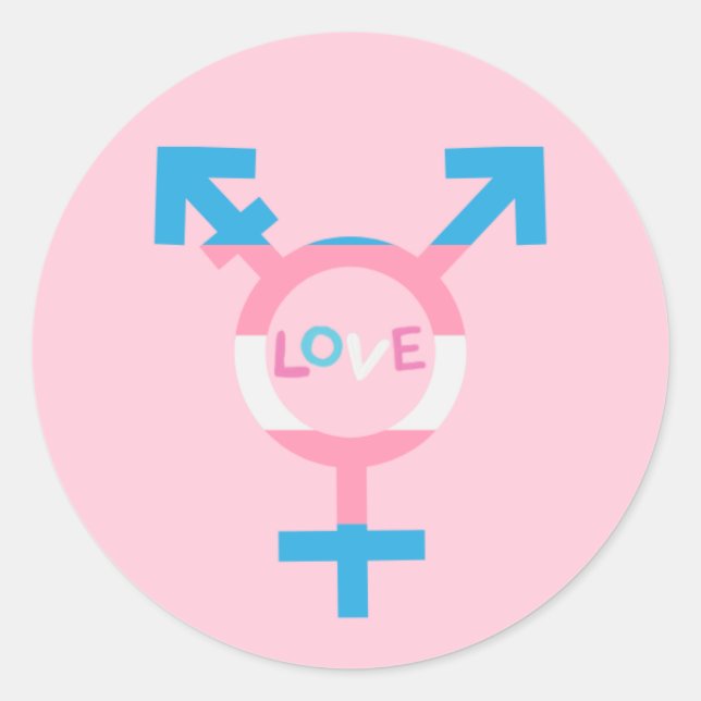 Redonda Pegatina de símbolos de amor trans (Anverso)