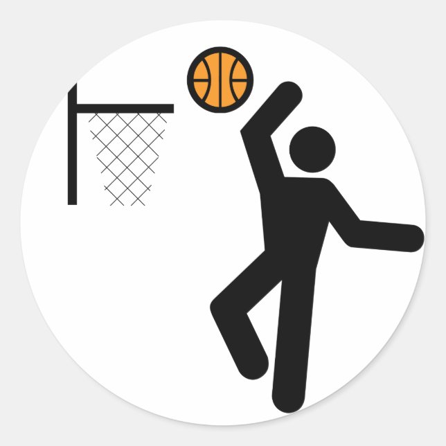 Redonda Pegatina de Símbolos de Baloncesto (Anverso)