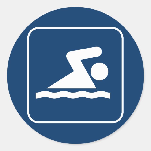 Redonda Pegatina de símbolos de natación (Anverso)