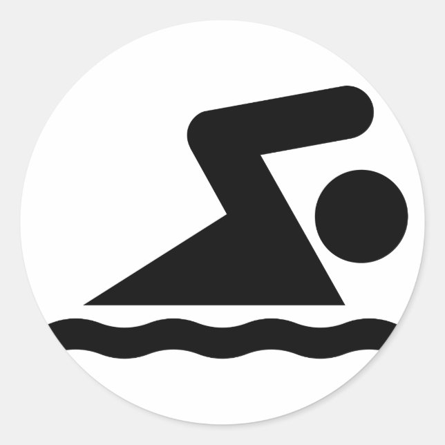 Redonda Pegatina de símbolos de natación (Anverso)