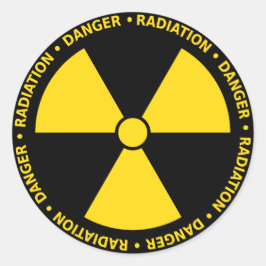 Redonda Pegatina de símbolos de radiación amarilla