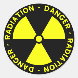 Redonda Pegatina de símbolos de radiación amarilla