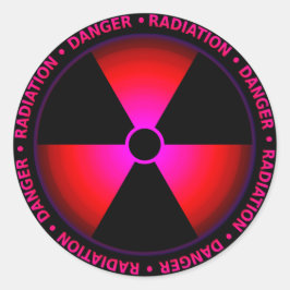 Redonda Pegatina de símbolos de radiación roja