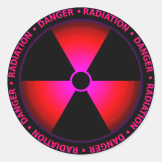 Redonda Pegatina de símbolos de radiación roja
