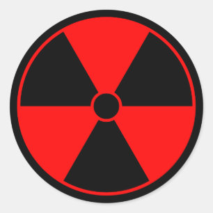 Redonda Pegatina de símbolos de radiación roja