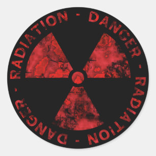 Redonda Pegatina de símbolos de radiación roja alterada