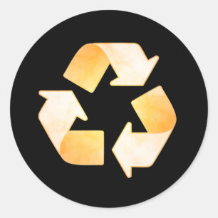 Redonda Pegatina de símbolos de reciclaje de acuarela de n