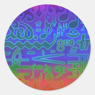 Redonda Pegatina de símbolos musicales coloridos
