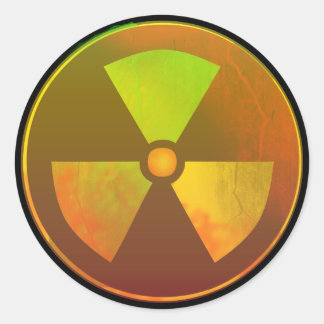 Redonda Pegatina de símbolos nucleares radiactivos craquea