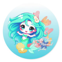 Pegatina de Sirena Chibi Adorable