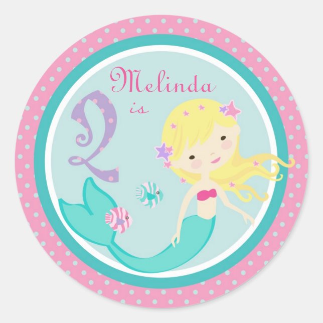 Redonda Pegatina de Sirena pequeña (Anverso)
