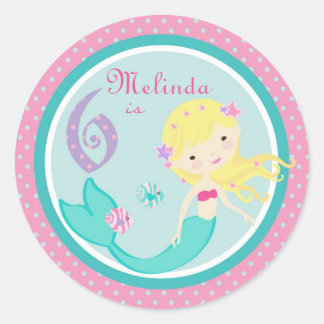 Redonda Pegatina de Sirena pequeña