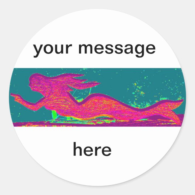 Redonda pegatina de sirena personalizada (Anverso)