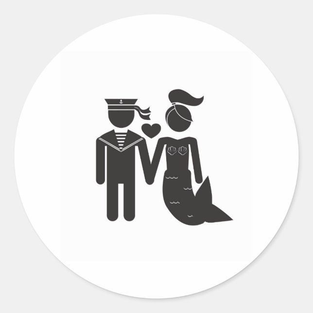 Redonda Pegatina de Sirena y Sailor (Anverso)