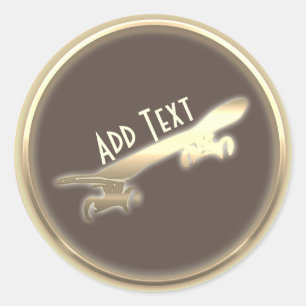 Redonda Pegatina de Skateboarding Gold Personalizada de Gu