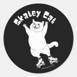 Redonda Pegatina de Skatey Cat