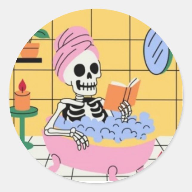 Redonda Pegatina de Skeleton (Anverso)
