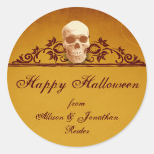 Redonda Pegatina de Skull Frame Halloween