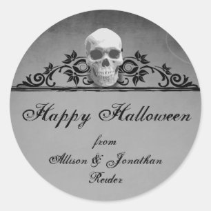 Redonda Pegatina de Skull Frame Halloween