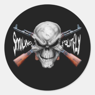 Redonda Pegatina de Skull n' Guns