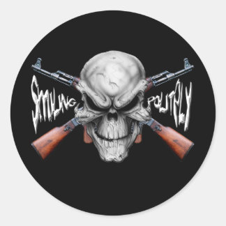 Redonda Pegatina de Skull n' Guns