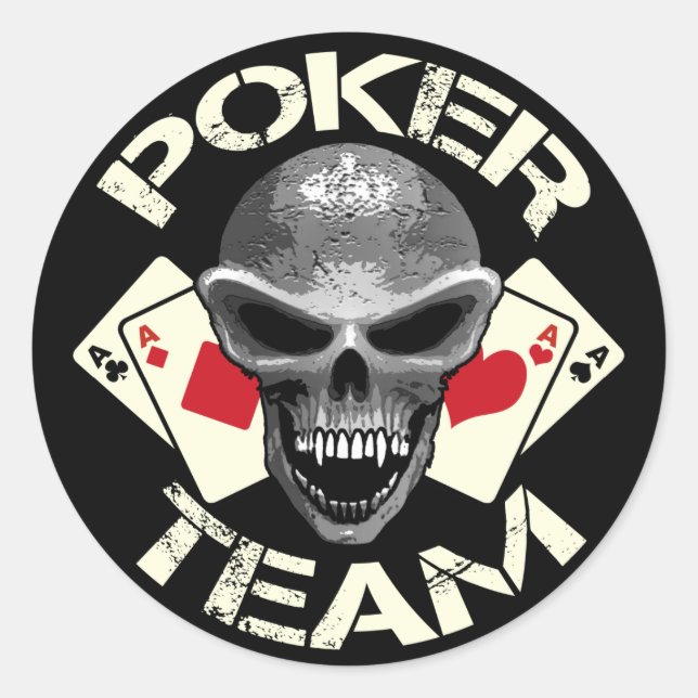 Redonda Pegatina de Skull Poker (Anverso)