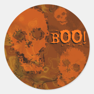 Redonda Pegatina de Skull Specters Naranja