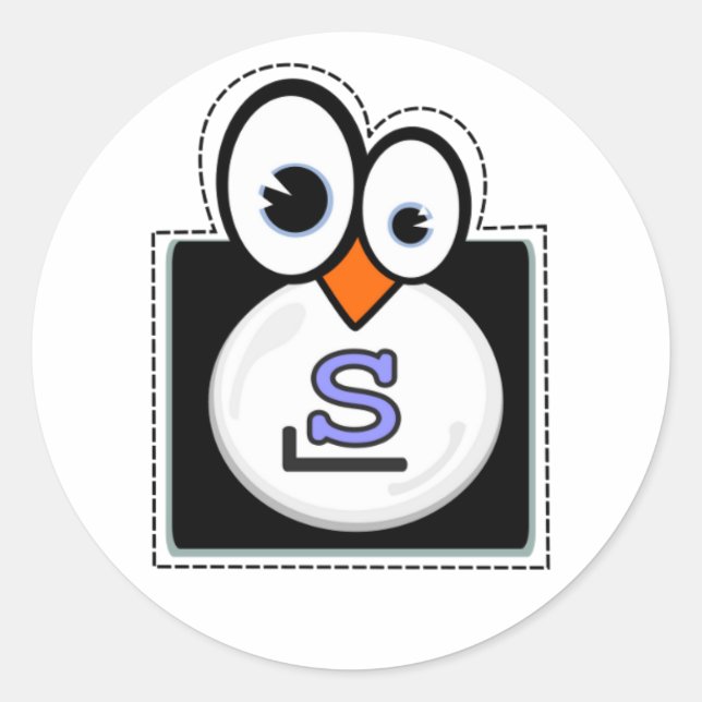 Redonda Pegatina de Slackware Pingüino de Linux (Anverso)