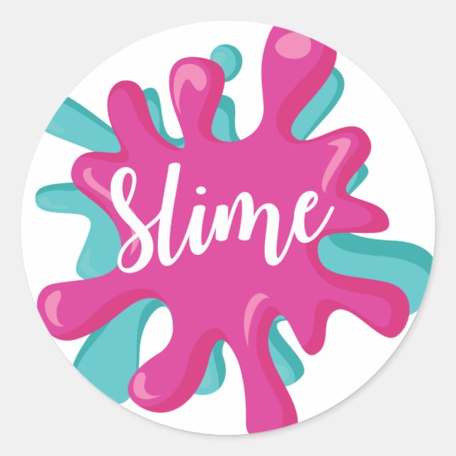 Redonda Pegatina de slime rosa y turquesa fiesta de slime (Anverso)