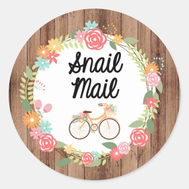 Redonda Pegatina de Snack Mail - ¡bicicleta floral! (Anverso)