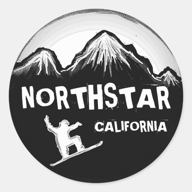 Redonda Pegatina de snowboard blanco de Northstar Californ (Anverso)