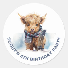 Redonda Pegatina de snowboard personalizado de la vaca de 