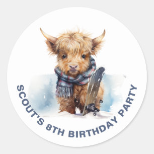 Redonda Pegatina de snowboard personalizado de la vaca de 