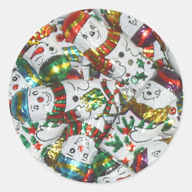 Redonda Pegatina de Snowmen Sweet (Anverso)