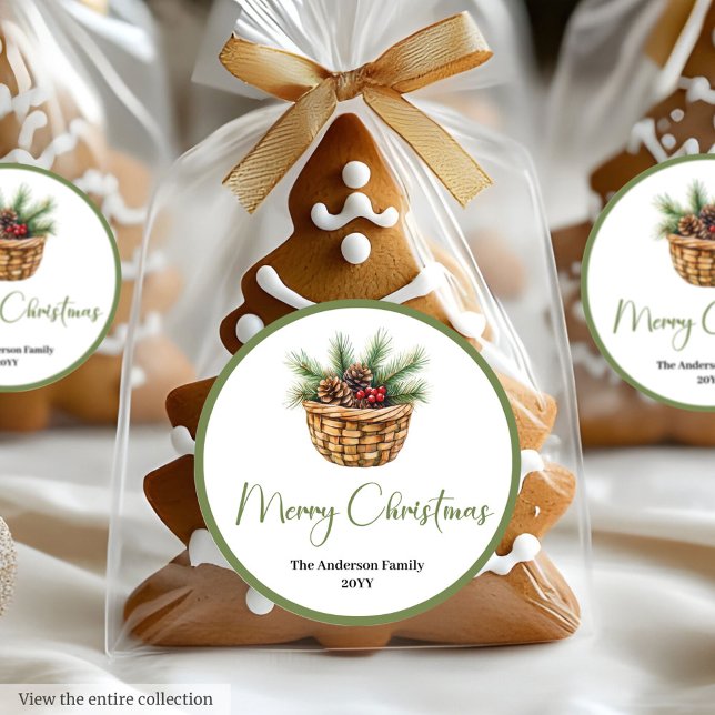 Redonda Pegatina de sobre de Navidad simple bohemio con es (Stylish Bohemian Simple Christmas Envelope Sticker

)