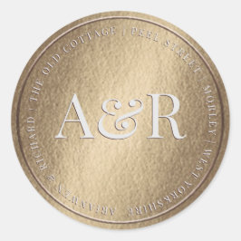 Redonda Pegatina de sobre dorado con monograma