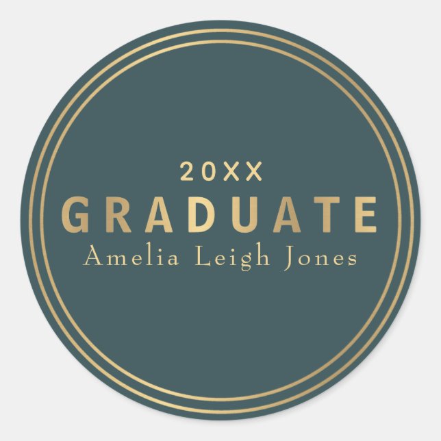 Redonda Pegatina de sobre graduado de oro (Anverso)