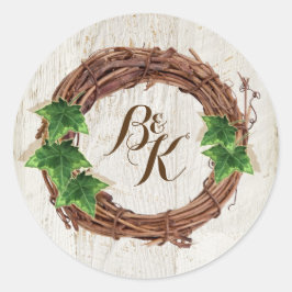 Redonda Pegatina De Sobre Invitación A Boda Con Hija Y Bod